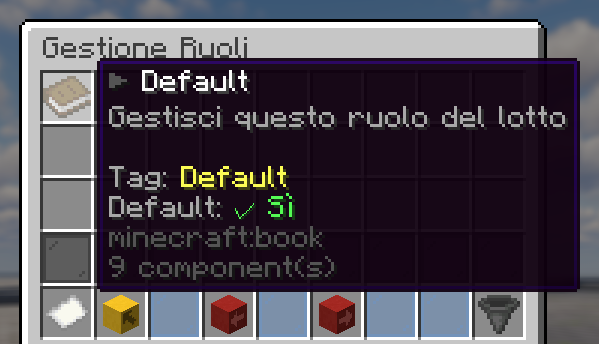 Menu per la gestione dei ruoli